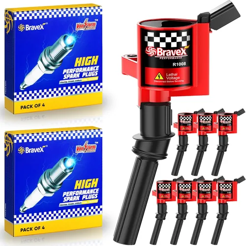 Bravex Paquete de bobinas de encendido y bujía SP479 para Ford F-150 F-250 4.6L 5.4L V8 DG508 DG457 DG472 DG491 Crown Victoria Expedition Mustang