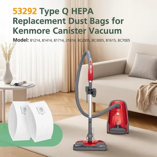 Miniatura 2 de Paquete de 10 bolsas de vacío HEPA tipo Q/C 53292 para aspiradora Kenmore 53292 81214, 81414, 81714, 21814, BC2005, BC3005, 81615, BC7005