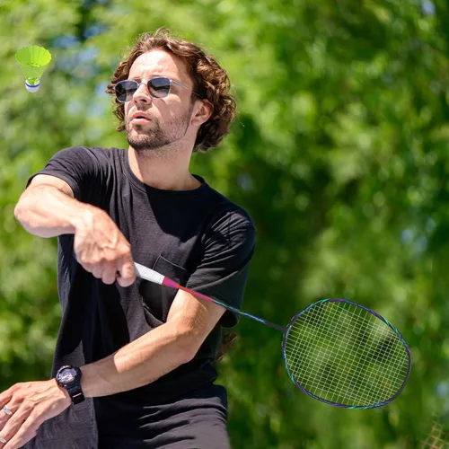Miniatura 6 de Raquetas de bádminton profesionales de fibra de carbono para patios traseros y gimnasio