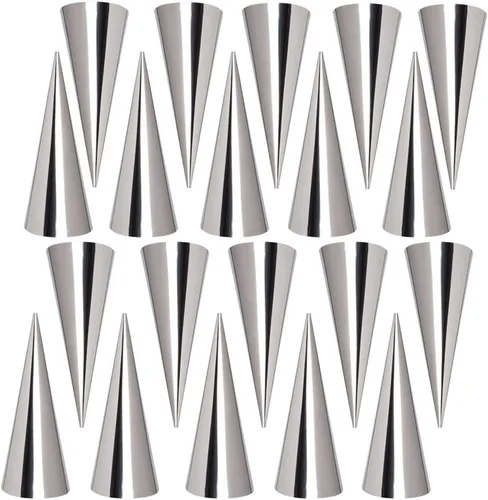 Miniatura 10 de FantasyDay Moldes antiadherentes para cuerno de color crema, de acero inoxidable, 5 pulgadas, kit de tubos de cannoli de gran tamaño, paquete de 16