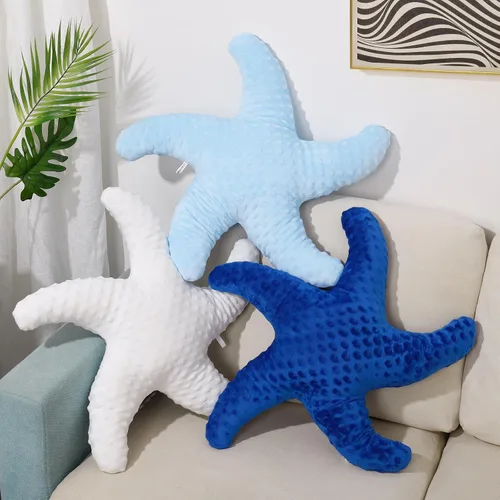 Miniatura 20 de Almohada de estrella de pescadillo de Marble Empire para sofá y cama, almohada de decoración costera, almohada de acento de tema de playa de océano