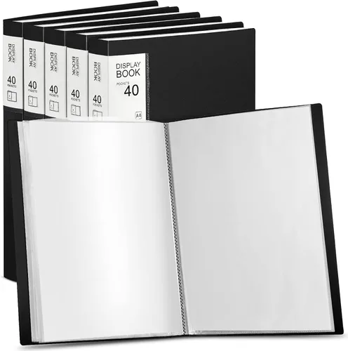 Miniatura 8 de Marspark - Carpeta de 4 piezas con fundas de plástico grande de 8.5" x 11", libro de presentación de 40 bolsillos con 80 páginas, carpeta