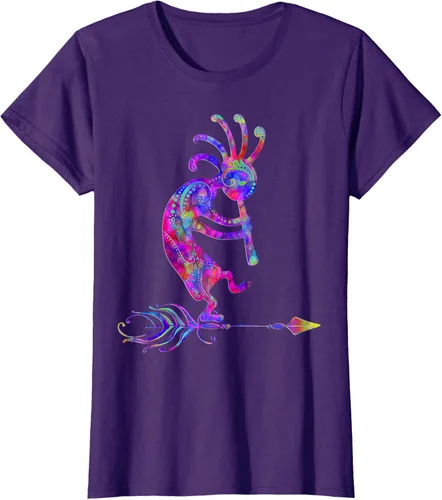 Miniatura 13 de Native American Kokopelli With Feather 2 - Camiseta Fan Fun, Negro, S