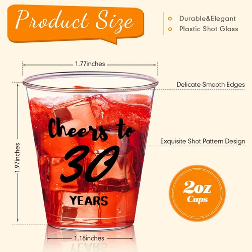 Miniatura 2 de Zubebe 100 vasos de chupito de cumpleaños de 2 onzas, vasos desechables de 2 onzas, regalos de fiesta de cumpleaños para ella y él, mujeres