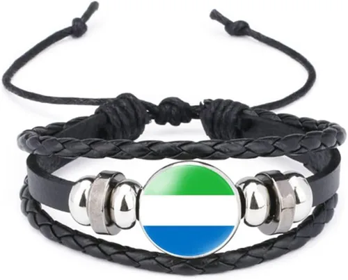 Miniatura 104 de vmcoatdu Mundial Muchas Banderas Nacionales Brazalete Retro de Aleación de Cuero para Pulsera de Cuerda Trenzada de Bandera Nacional