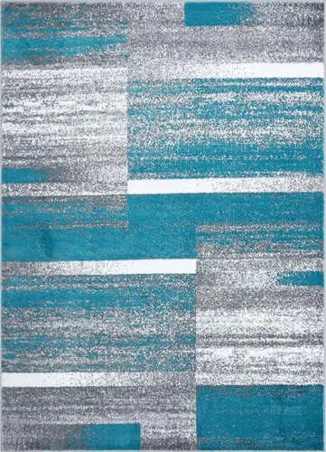 Miniatura 2 de LUXE WEAVERS Lagos Collection 9248 - Alfombra geométrica Art Deco turquesa de 2 x 3 pulgadas