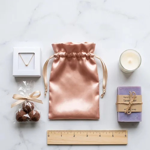Miniatura 3 de Bolsas de satén de oro rosa con cordón para regalo y boda - 4 x 6 pulgadas, 50 por paquete Oro rosa - 4 x 6 pulgadas (paquete de 50)