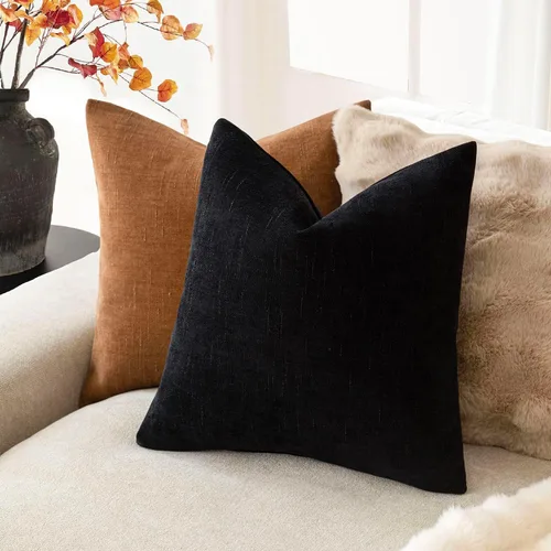 Miniatura 6 de Foindtower - Paquete de 2 fundas de almohada decorativas, cuadradas, unicolor, suaves, cómodas, lumbares, estilo rústico neutro, para sofá, sillón