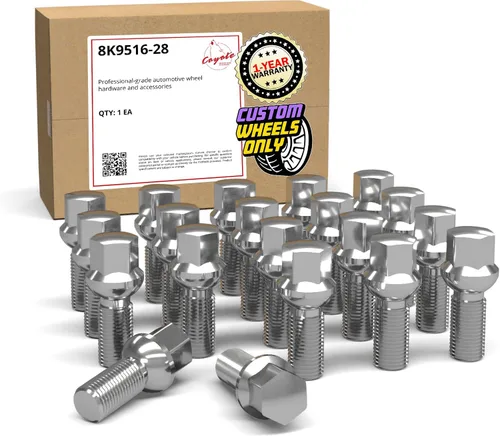 Miniatura 12 de Wheel Accessories Parts 20 pernos de bola de rosca M14 x 1.5 para asiento de bola, acabado negro, 1.299 in, longitud del vástago de 0.669 in