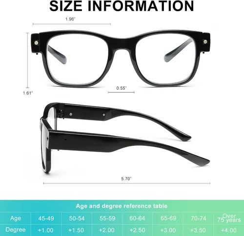 Miniatura 5 de SKYWAY Gafas de Lectura con Luz Recargables, Lectores LED Brillantes con Luces, Lentes de Visión Clara, Unisex