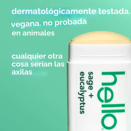 Miniatura 5 de hello Desodorante sin aluminio de salvia y eucalipto para mujeres y hombres con manteca de karité, frescura 24 horas, desodorante sin bicarbonato