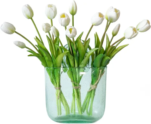 Miniatura 28 de DUYONE 15 flores de tulipanes artificiales, suave al tacto, realista, ramo de tulipanes de látex para el hogar, oficina, boda, fiesta, decoración