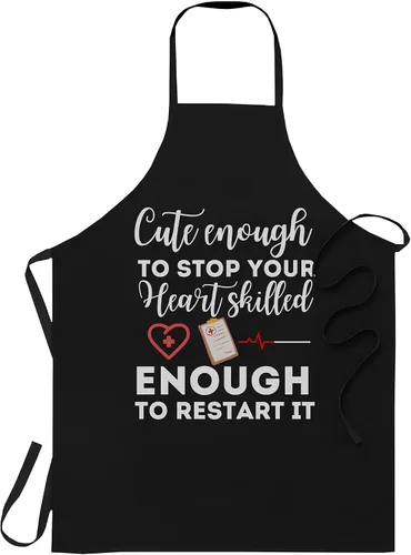 Delantal negro de enfermera, lindo día de San Valentín, CNA CRNA LPN LVN LAD CPN camiseta de enfermería delantales de cocina negros, Negro -
