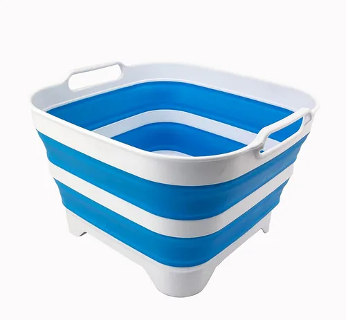 Miniatura 14 de SAMMART Sartén plegable de 10 L (2.64 galones) con tapón de drenaje, lavabo de lavado plegable, tina portátil para lavar platos, bandeja