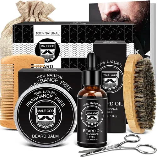 Miniatura 10 de MALE GOD Kit de crecimiento de barba con ingredientes naturales, aceite de barba, bálsamo y peine, aceite de crecimiento de barba con biotina