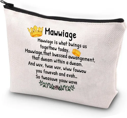 JYTAPP Mawwiage - Bolsa de maquillaje con cremallera temática de películas de princesa, regalos para fanáticos de la película, regalos para novias,