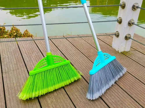 Miniatura 5 de Varilla telescópica de aleación de aluminio de tres secciones, escoba de mango largo para limpieza, jardín, camping, exterior e interior, 2 Azul