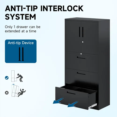 Miniatura 6 de PEUKC Archivador de 2 cajones, archivadores laterales para oficina en casa, cajones de almacenamiento de oficina con cerradura, archivos colgantes