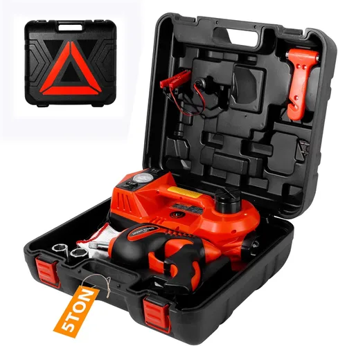 Miniatura 7 de TYAYT Gato eléctrico para automóvil de 18 V, 5 toneladas, inalámbrico, gato hidráulico para automóvil, con batería portátil, kit de cambio
