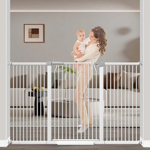 Miniatura 20 de Puerta extra alta para bebés de 40.5 pulgadas, sin taladros, puerta extra ancha de 54.7 a 60.2 pulgadas para perros y mascotas, para interiores
