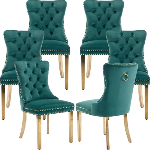 Miniatura 14 de Juego de 2 Sillas de Comedor Modernas de Mediados de Siglo, Tapizadas en Terciopelo Beige con Respaldo Acolchado, Sillas de Cocina y Comedor, Patas