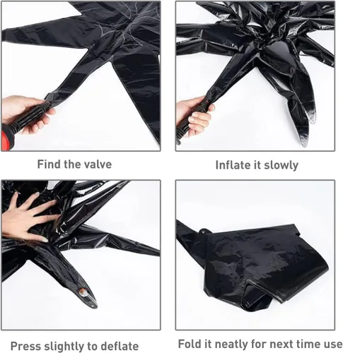 Miniatura 4 de 6 Globos de Papel de Aluminio con Forma de Estrella Negra de Una Pieza, Globo de Estrella de 14 Puntas 4D Cono Starburst de Mylar de 22 Pulgadas