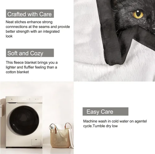 Miniatura 6 de HommomH Manta de gato negro para mujeres y niñas, regalos amantes de los gatos, manta de forro polar suave para sofá cama, acogedora decoración