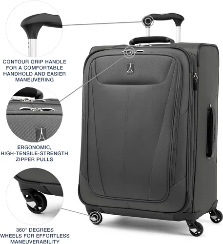 Miniatura 143 de Travelpro Maxlite 5 - Juego de 2 piezas de equipaje de mano de tela, expandibles con 4 ruedas giratorias, bolso blando para debajo del asiento, Negro