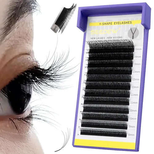 Miniatura 22 de YY - Extensiones de pestañas, racimos de pestañas de aspecto natural, bandeja de pestañas en forma de Y, tiras de pestañas de práctica, suministros