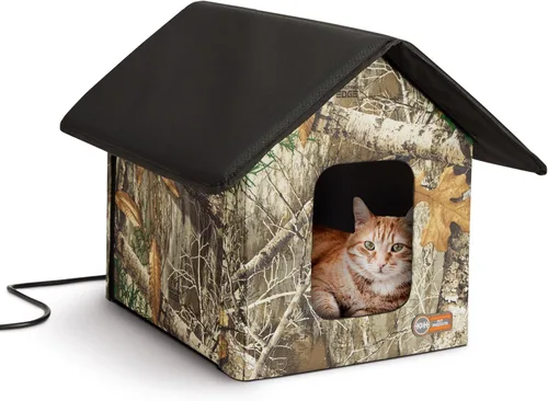 Miniatura 18 de K&H Pet Products - Refugio para gatos con calefacción al aire libre, 18 x 22 x 17 pulgadas, verde oliva verde oliva/ verde oliva (Olive/olive)