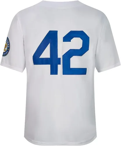 Miniatura 6 de Camiseta de béisbol negra con leyenda número 42 vintage bordada retro Lightsout camisetas para hombre
