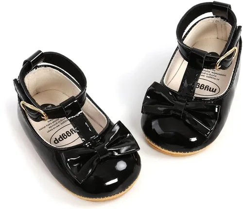SOFMUO Zapatos planos Mary Jane para bebés y niñas con lazo, zapatillas de ballet para niños pequeños, zapatos de vestir de princesa para boda,