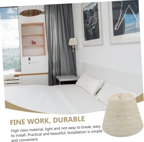 Miniatura 3 de DOITOOL Lámpara de ratán E27, lámpara rústica, lámparas de pared, lámparas colgantes de ratán, lámpara de escritorio, pantalla de mimbre, lámpara