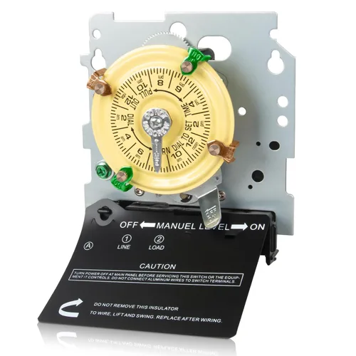 Miniatura 9 de Interruptor de temporizador mecánico T101, 120 V 40 A SPST, 2 HP para temporizador de luz exterior, calentador de agua, HVAC y bomba de piscina, 12