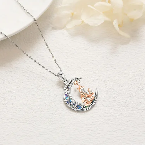 Miniatura 3 de Collar de Plata de Ley 925 con Colgante de Animal Lindo Collar de ZorroSerpienteUnicornioBúho en la LunaConejoCaballo Joyería para Mujeres, Mamá