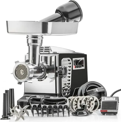 Miniatura 8 de STX TurboForce II "Platinum" Moledora de carne eléctrica y máquina para hacer salchichas de servicio pesado: 6 placas de molienda, 3 cuchillas