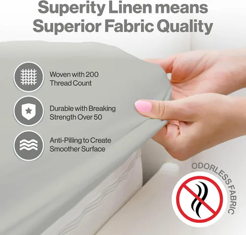 Miniatura 3 de Superity - Sábana bajera ajustable de lujo de calidad de hotel, 100% algodón, ultrasuave, agradable al tacto e hipoalergénica, bolsillo profundo