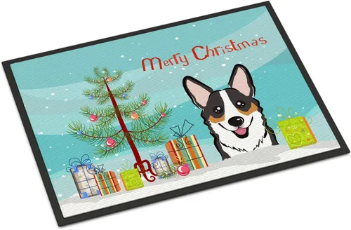 Miniatura 157 de Caroline's Treasures BB1616MAT - Tapete para puerta delantera de árbol de Navidad y sabueso afgano de 18 x 27 pulgadas, para interiores