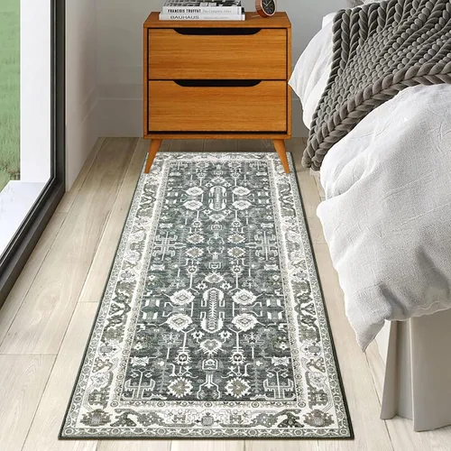 Miniatura 17 de FairOnly Alfombra bohemia lavable de 2 x 6 pies, estilo vintage, envejecida, tribal, antideslizante, no desprende pelusa, suave, plegable, alfombra