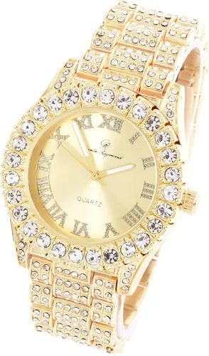 Miniatura 3 de Reloj de mujer con bisel grande de rocas, esfera de color con números romanos, totalmente cubierto en cristales - ST10327LA