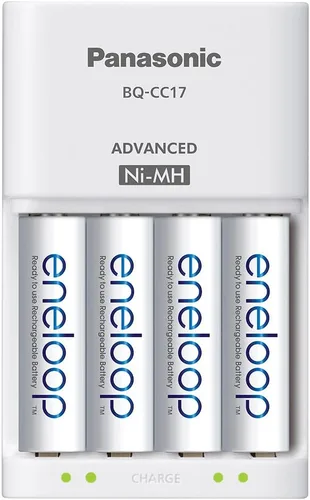 Miniatura 4 de Eneloop Panasonic Advanced - Cargador de batería de 4 celdas BQ-CC17SBA blanco y batería AA Ni-MH BK-3MCCA4BA 1.2V 4pk recargable