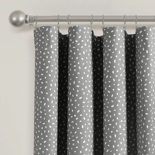 Miniatura 2 de Lush Decor Pixie Fox Geo - Panel de cortina opaca para ventana, panel individual, 52 pulgadas de ancho x 84 pulgadas de largo, gris oscuro, cortinas