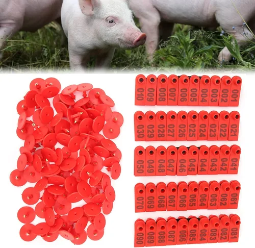Miniatura 7 de Etiqueta de oreja de cerdo, ganado y oveja, tarjeta de identificación de animales de granja, etiqueta de oreja de cabra, paquete de 100