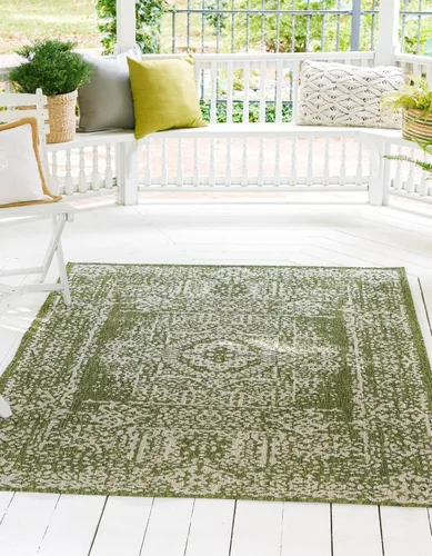 Miniatura 16 de Unique Loom Alfombra de la colección tradicional para exteriores, desgastada durante el tiempo (octágono de 5 pies y 3 pulgadas, azul/gris)