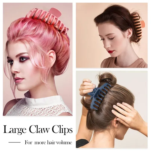 Miniatura 5 de Pinzas grandes para el cabello de 4.3 pulgadas para cabello fino y rizado, pinzas de pelo mate grandes de plátano, clip de mandíbula de sujeción