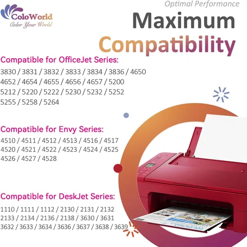 Miniatura 2 de ColoWorld Remanufacturado para HP Ink 63 Reemplazo para HP 63 Cartucho de tinta Combo Pack para impresora Envy 4520 3634 OfficeJet 3830 5252 4650