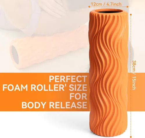 Miniatura 2 de SUBCULTUREPICK Rodillo de espuma - Rodillo de masaje muscular para dolor de espalda y estiramiento - Textura ergonómica de onda ancha - Masaje