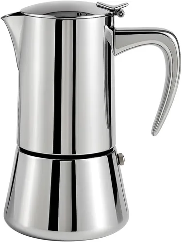 Cafetera de acero inoxidable para estufa, olla italiana Moka, cafetera espresso compatible con inducción con válvula de seguridad (6 tazas)