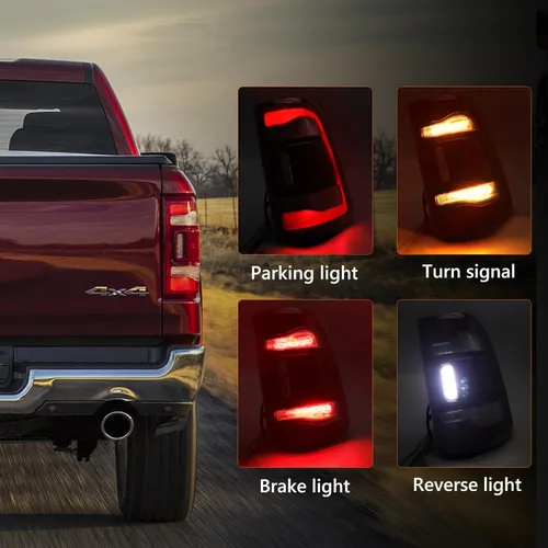 Miniatura 2 de FIONE: Para Dodge Ram 1500 Ensamble de Luz Trasera Sin Zona Ciega 2019-2022 Tipo LED y Lente Roja Cromada Interior Lado Derecho del Pasajero Luz