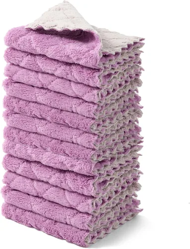 kimteny Paquete de 12 Paños de Cocina, Paños de Cocina Premium de 10x10 pulgadas, Toallas de Cocina Súper Absorbentes de Terciopelo Coral, Paños